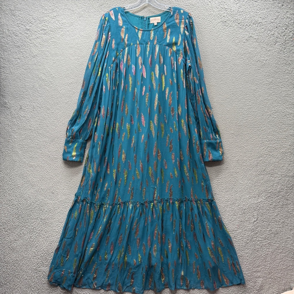 Elegant Teal Long Sleeve Dress